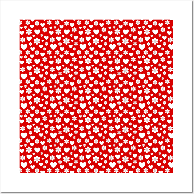 Flowers and hearts pattern Wall Art by Florin Tenica